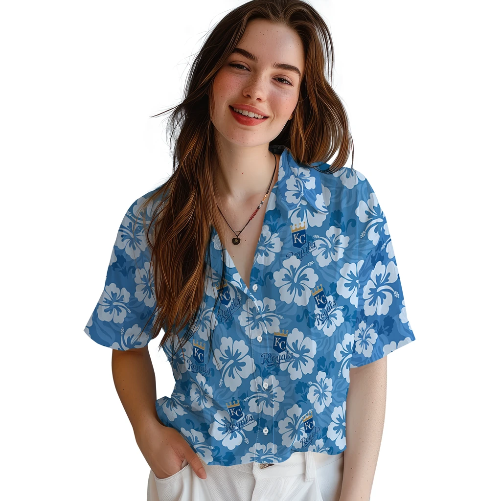 Kansas City Royals Hawaiian Shirt - Hibiscus Cluster kansas city royals hibiscus cluster royal blue hawaiian shirts latest model