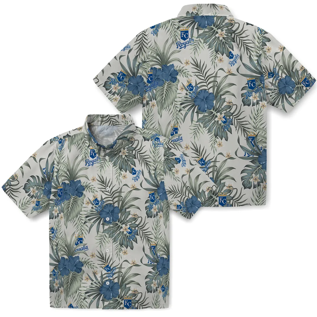 Kansas City Royals Hawaiian Shirt - Hibiscus Designs kansas city royals hibiscus designs beige hawaiian shirts high quality