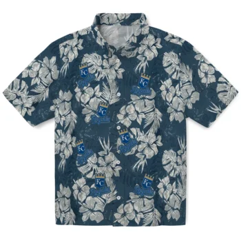 kansas city royals hibiscus flowers navy blue hawaiian shirts best selling