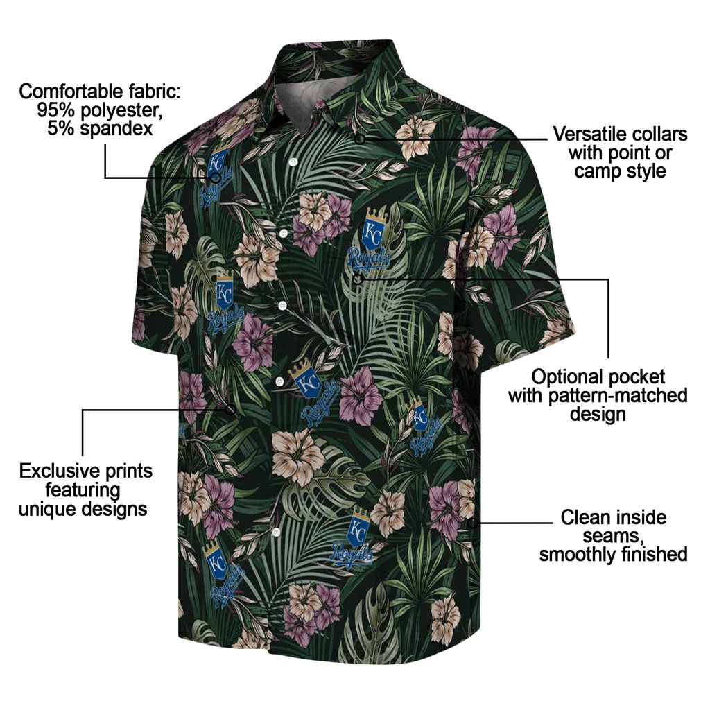 Kansas City Royals Hawaiian Shirt - Hibiscus Leaves Pattern kansas city royals hibiscus leaves pattern green hawaiian shirts new arrival