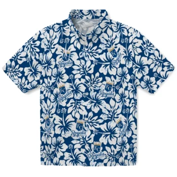kansas city royals hibiscus motif royal blue white hawaiian shirts best selling