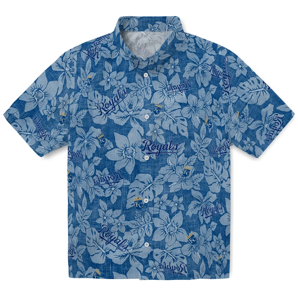 Kansas City Royals Hawaiian Shirt - Hibiscus Oasis kansas city royals hibiscus oasis royal blue hawaiian shirts best selling