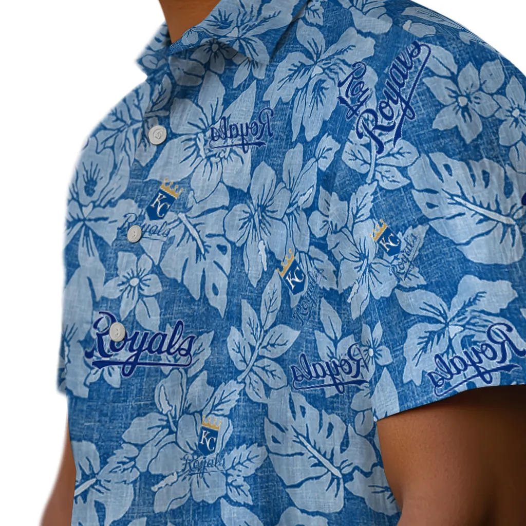 Kansas City Royals Hawaiian Shirt - Hibiscus Oasis kansas city royals hibiscus oasis royal blue hawaiian shirts trendy