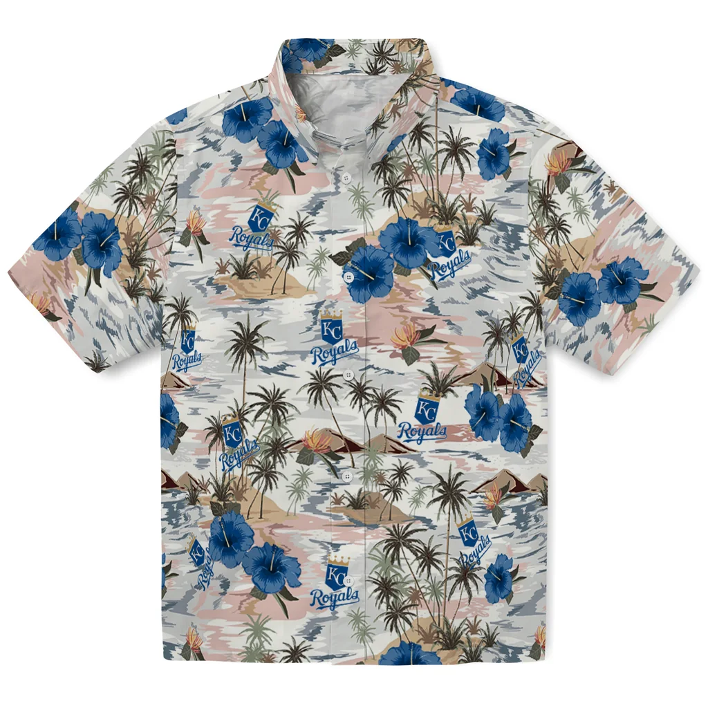 Kansas City Royals Hawaiian Shirt - Hibiscus Seaside kansas city royals hibiscus seaside white hawaiian shirts best selling