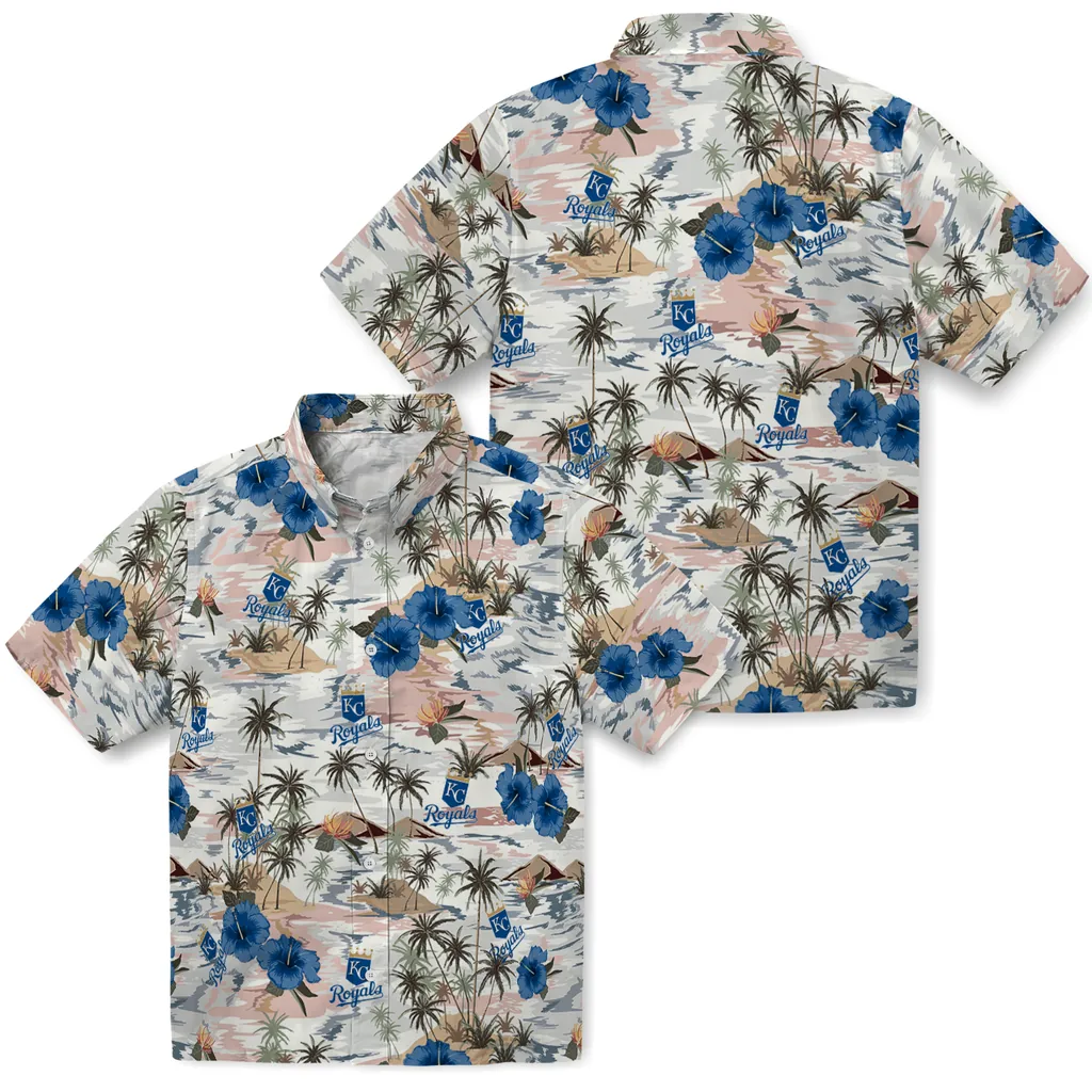 Kansas City Royals Hawaiian Shirt - Hibiscus Seaside kansas city royals hibiscus seaside white hawaiian shirts high quality