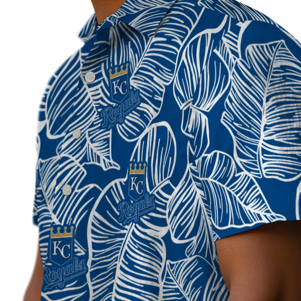 Kansas City Royals Hawaiian Shirt - Leaf Outline kansas city royals leaf outline royal blue hawaiian shirts trendy