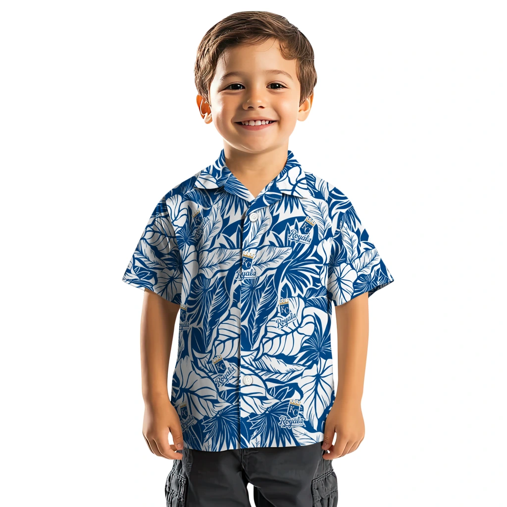 Kansas City Royals Hawaiian Shirt - Monstera Layer kansas city royals monstera layer royal blue hawaiian shirts top rated