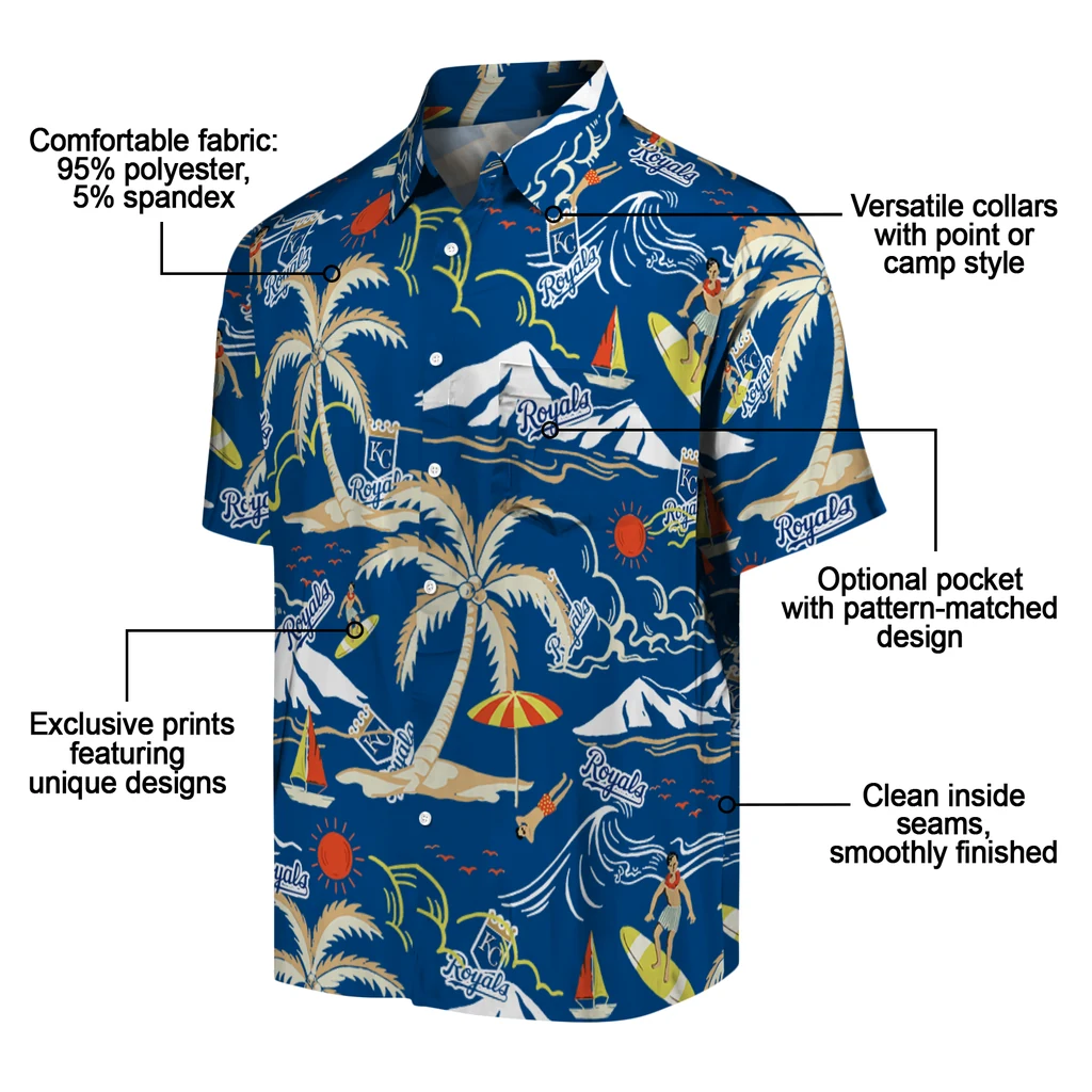 Kansas City Royals Hawaiian Shirt - Palm Tree Island kansas city royals palm tree island royal blue hawaiian shirts new arrival