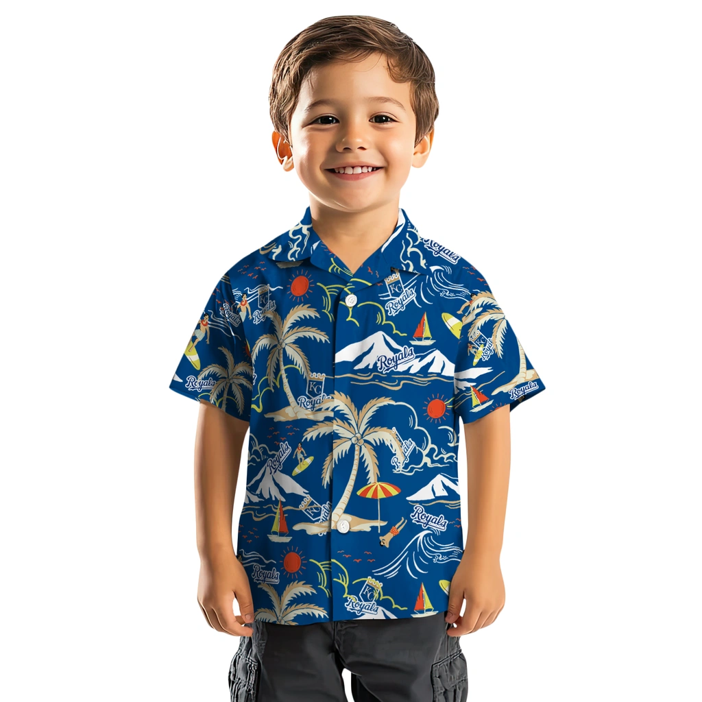 Kansas City Royals Hawaiian Shirt - Palm Tree Island kansas city royals palm tree island royal blue hawaiian shirts top rated
