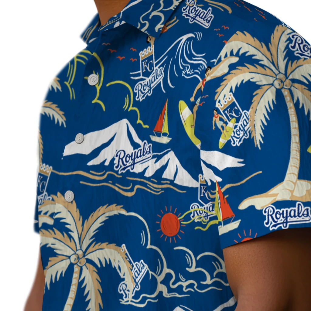 Kansas City Royals Hawaiian Shirt - Palm Tree Island kansas city royals palm tree island royal blue hawaiian shirts trendy