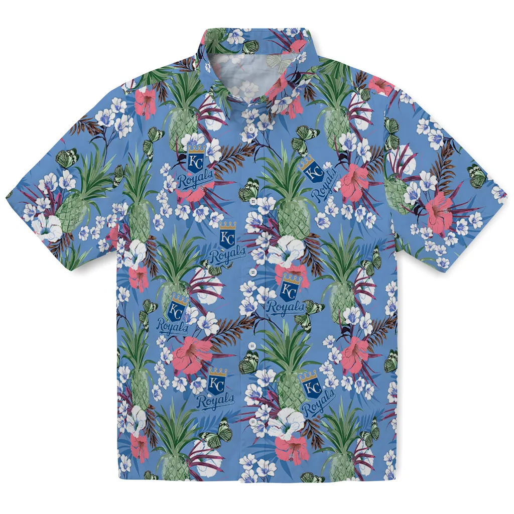 Kansas City Royals Hawaiian Shirt - Pineapple Bouquet kansas city royals pineapple bouquet best sky blue hawaiian shirts best selling
