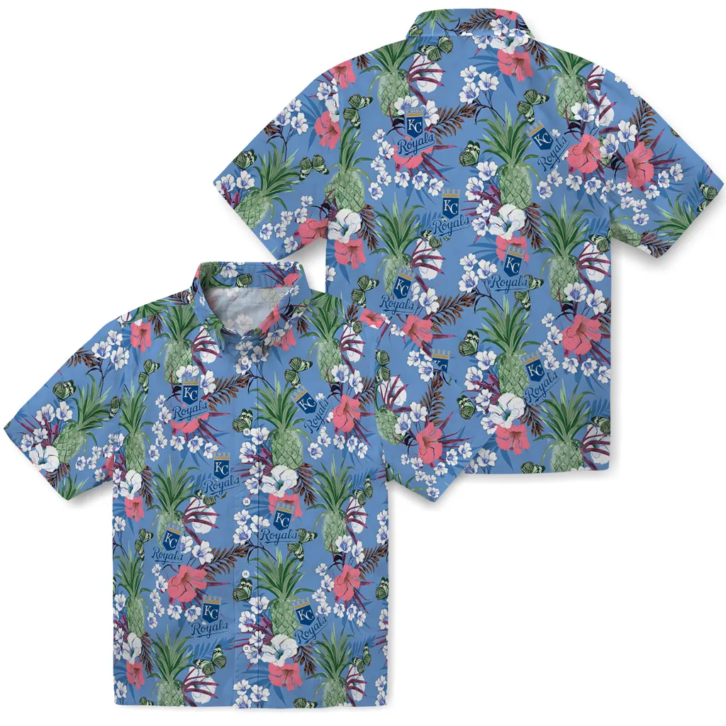 Kansas City Royals Hawaiian Shirt - Pineapple Bouquet kansas city royals pineapple bouquet best sky blue hawaiian shirts high quality