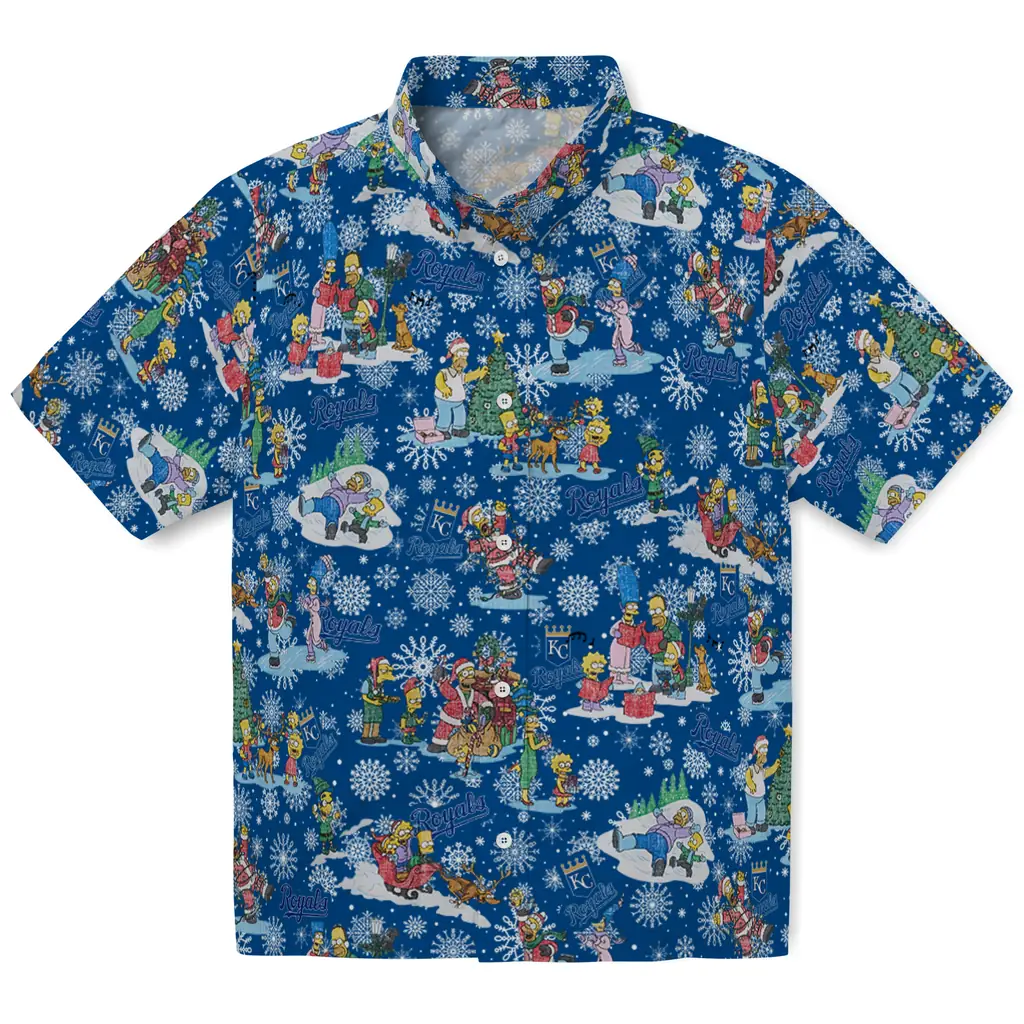 Kansas City Royals Hawaiian Shirt - Simpsons Christmas kansas city royals simpsons christmas royal blue hawaiian shirts best selling