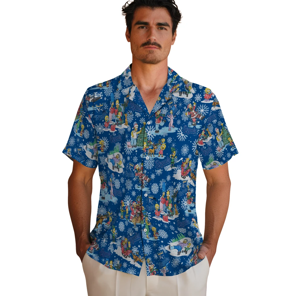 Kansas City Royals Hawaiian Shirt - Simpsons Christmas kansas city royals simpsons christmas royal blue hawaiian shirts fashion forward
