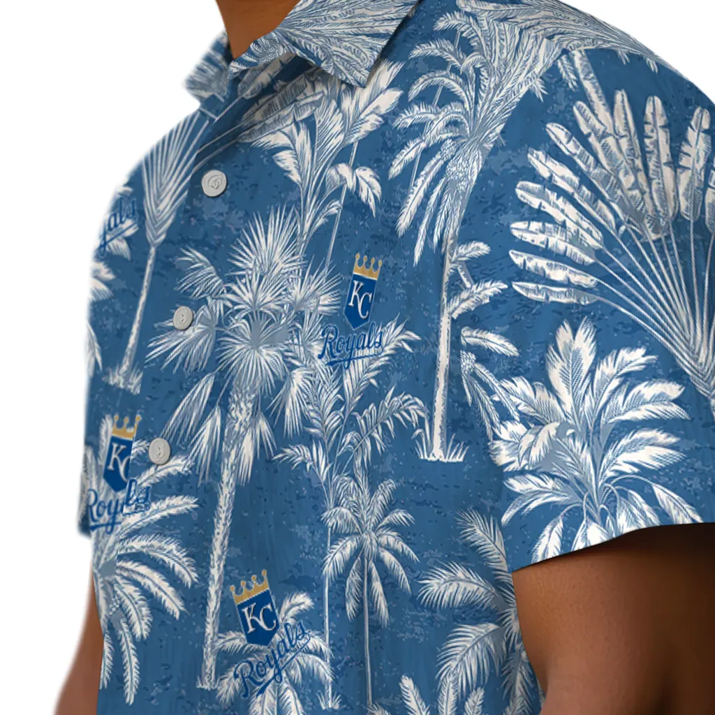 Kansas City Royals Hawaiian Shirt - Vintage Palm Tree kansas city royals palm shadows royal blue hawaiian shirts trendy