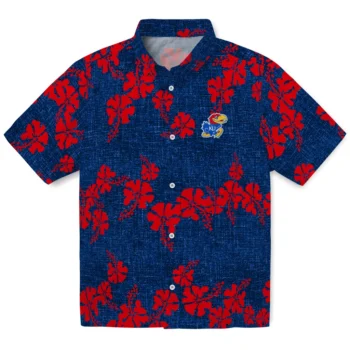 kansas jayhawks hibiscus petals blue hawaiian shirts best selling