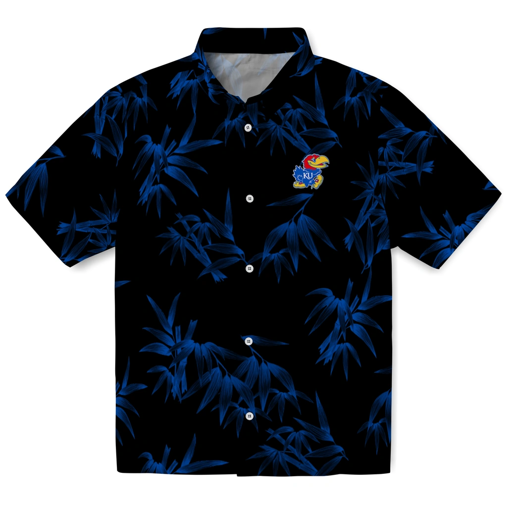 Kansas Jayhawks Hawaiian Shirt - Bamboo Branches kansas jayhawks bamboo branches blue black hawaiian shirts best selling