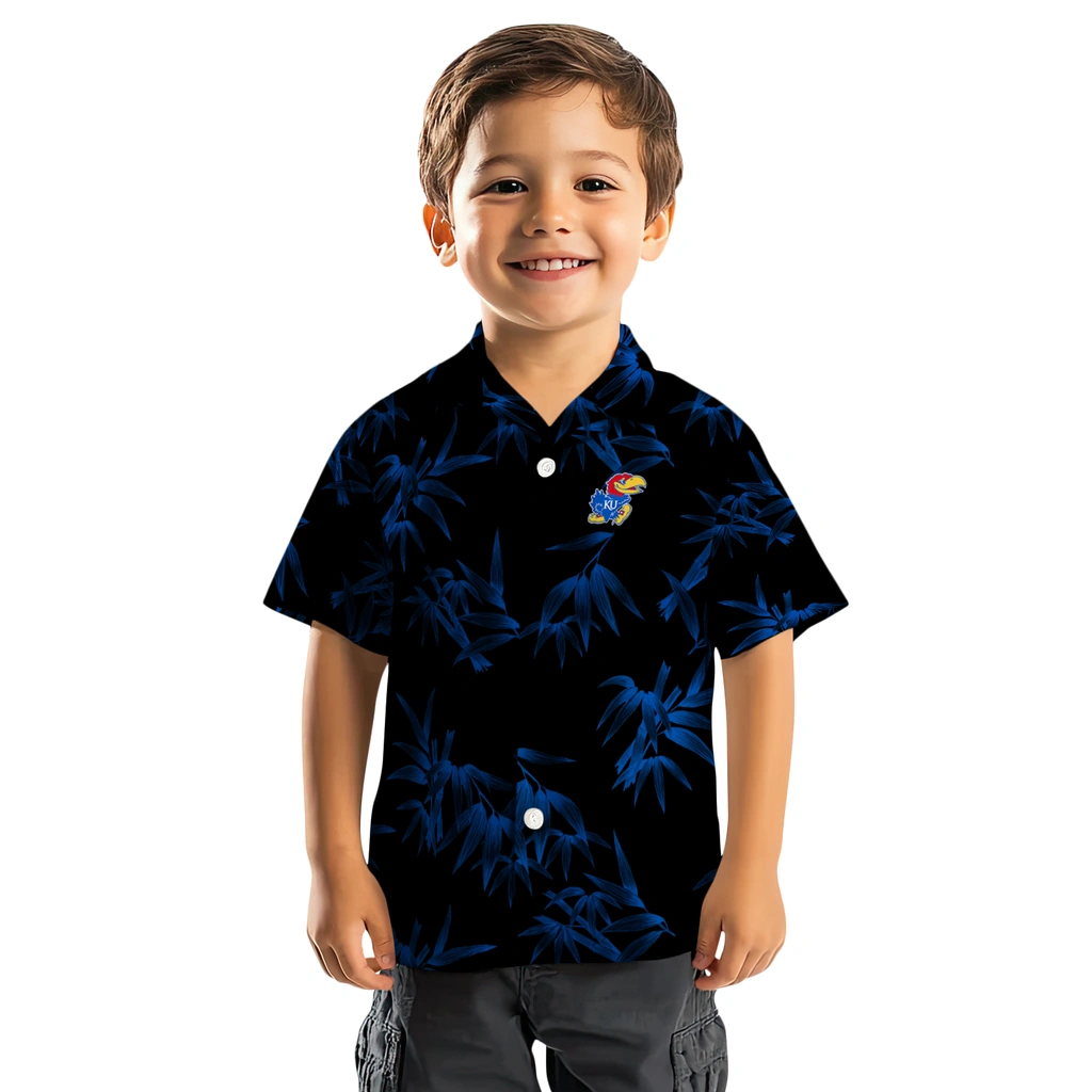 Kansas Jayhawks Hawaiian Shirt - Bamboo Branches kansas jayhawks bamboo branches blue black hawaiian shirts top rated