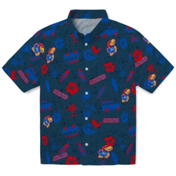kansas jayhawks beach vibe navy hawaiian shirts best selling