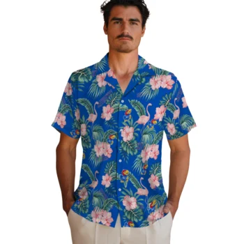 kansas jayhawks flamingo palms blue hawaiian shirts fashion forward