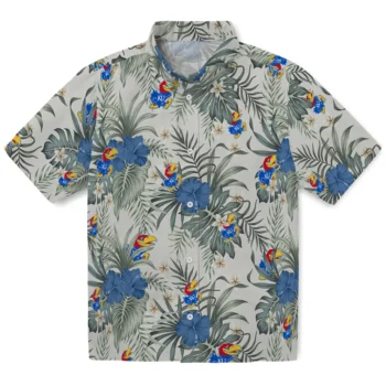 kansas jayhawks hibiscus designs beige hawaiian shirts best selling