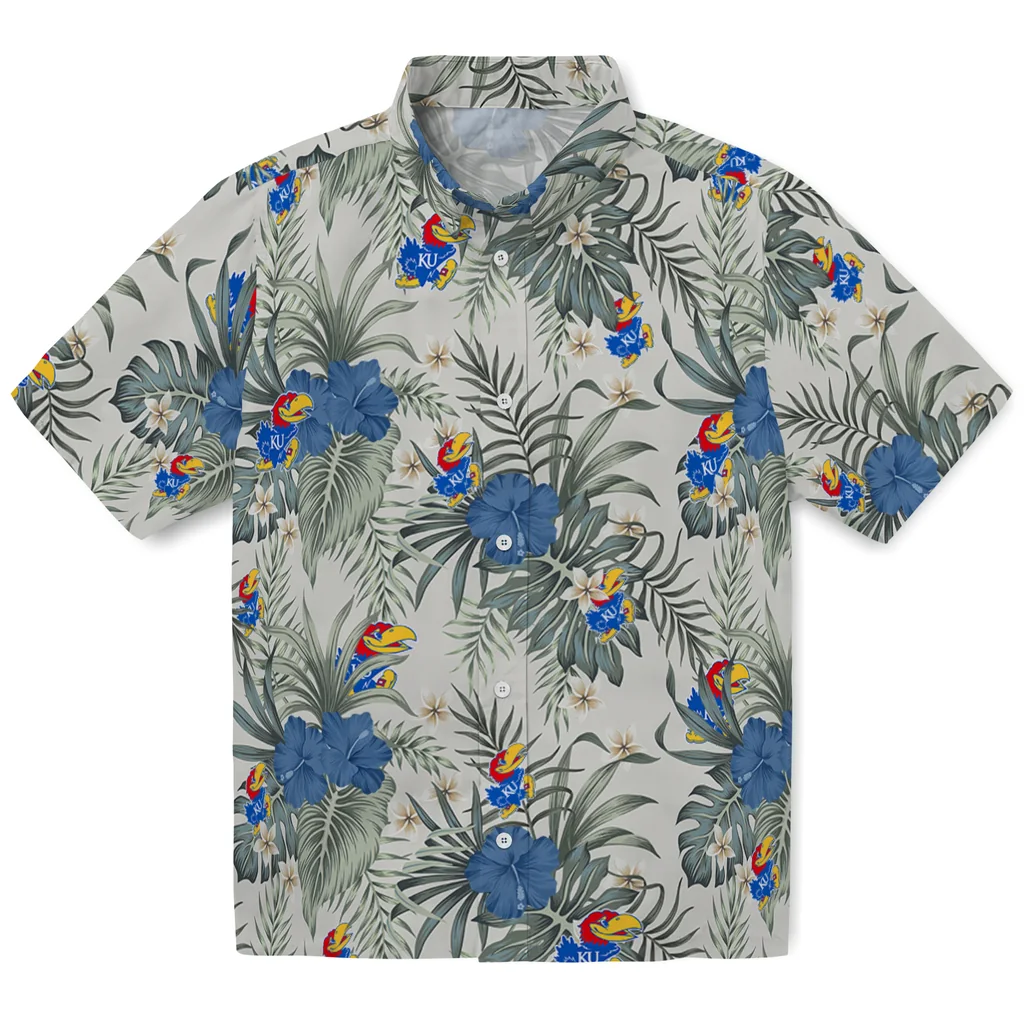 Kansas Jayhawks Hawaiian Shirt - Hibiscus Designs kansas jayhawks hibiscus designs beige hawaiian shirts best selling