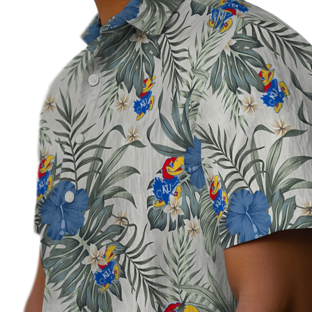 Kansas Jayhawks Hawaiian Shirt - Hibiscus Designs kansas jayhawks hibiscus designs beige hawaiian shirts trendy