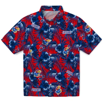 kansas jayhawks hibiscus exotic blue hawaiian shirts best selling