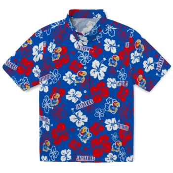 kansas jayhawks hibiscus bloom blue hawaiian shirts best selling