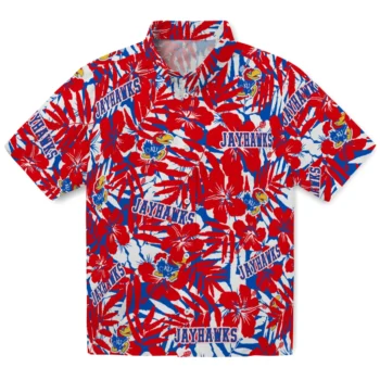 kansas jayhawks hibiscus overlay hawaiian shirts best selling