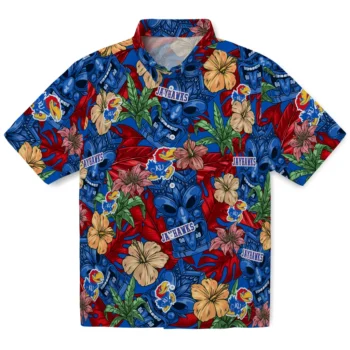 kansas jayhawks tiki jungle blue hawaiian shirts best selling