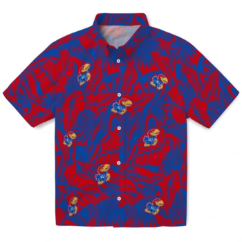 kansas jayhawks monstera layer blue hawaiian shirts best selling
