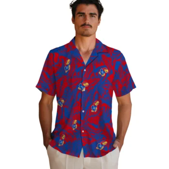 kansas jayhawks monstera layer blue hawaiian shirts fashion forward