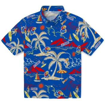 kansas jayhawks palm tree island blue hawaiian shirts best selling