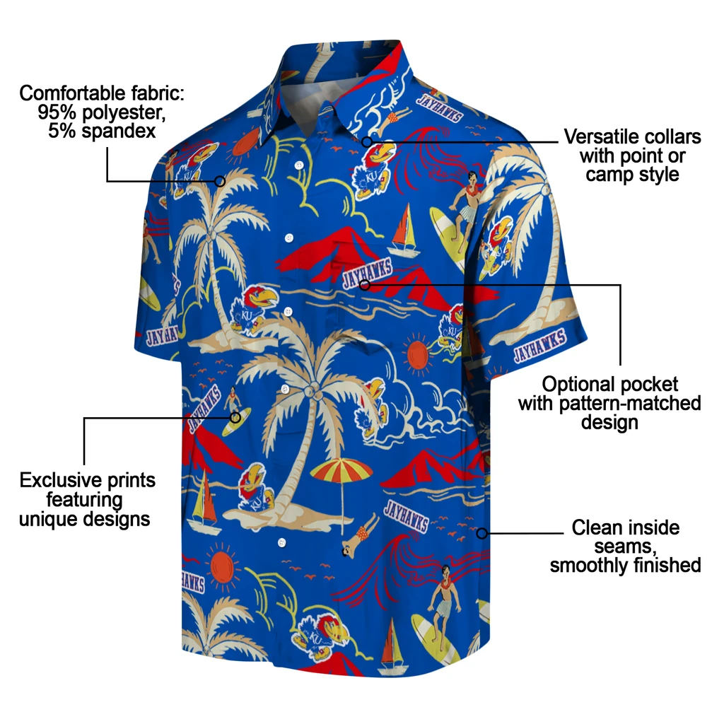 Kansas Jayhawks Hawaiian Shirt - Palm Tree Island kansas jayhawks palm tree island blue hawaiian shirts new arrival