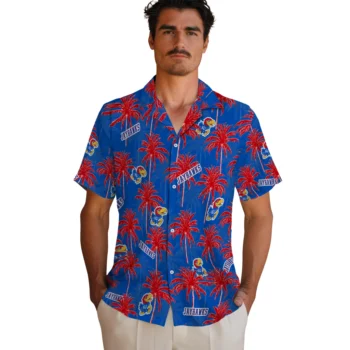 kansas jayhawks palm grove blue hawaiian shirts fashion forward