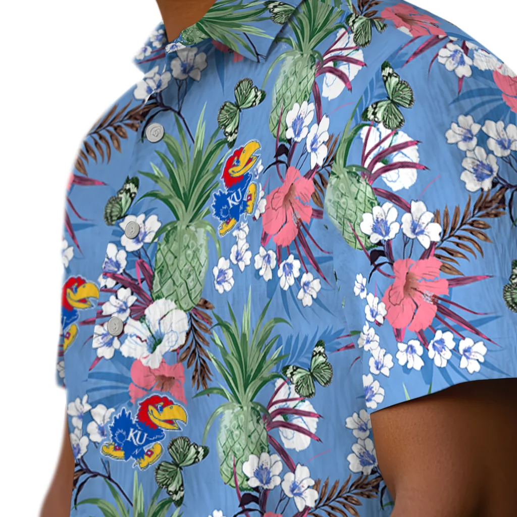 Kansas Jayhawks Hawaiian Shirt - Pineapple Bouquet kansas jayhawks pineapple bouquet best sky blue hawaiian shirts trendy