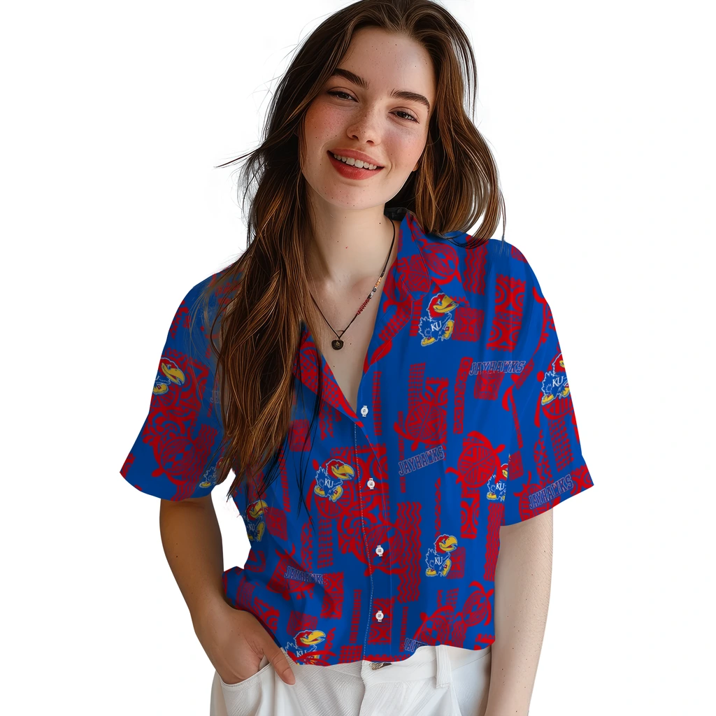 Kansas Jayhawks Hawaiian Shirt - Turtle Lines kansas jayhawks turtle lines blue hawaiian shirts latest model