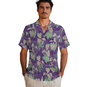 kansas state wildcats anthurium overlay purple hawaiian shirts fashion forward