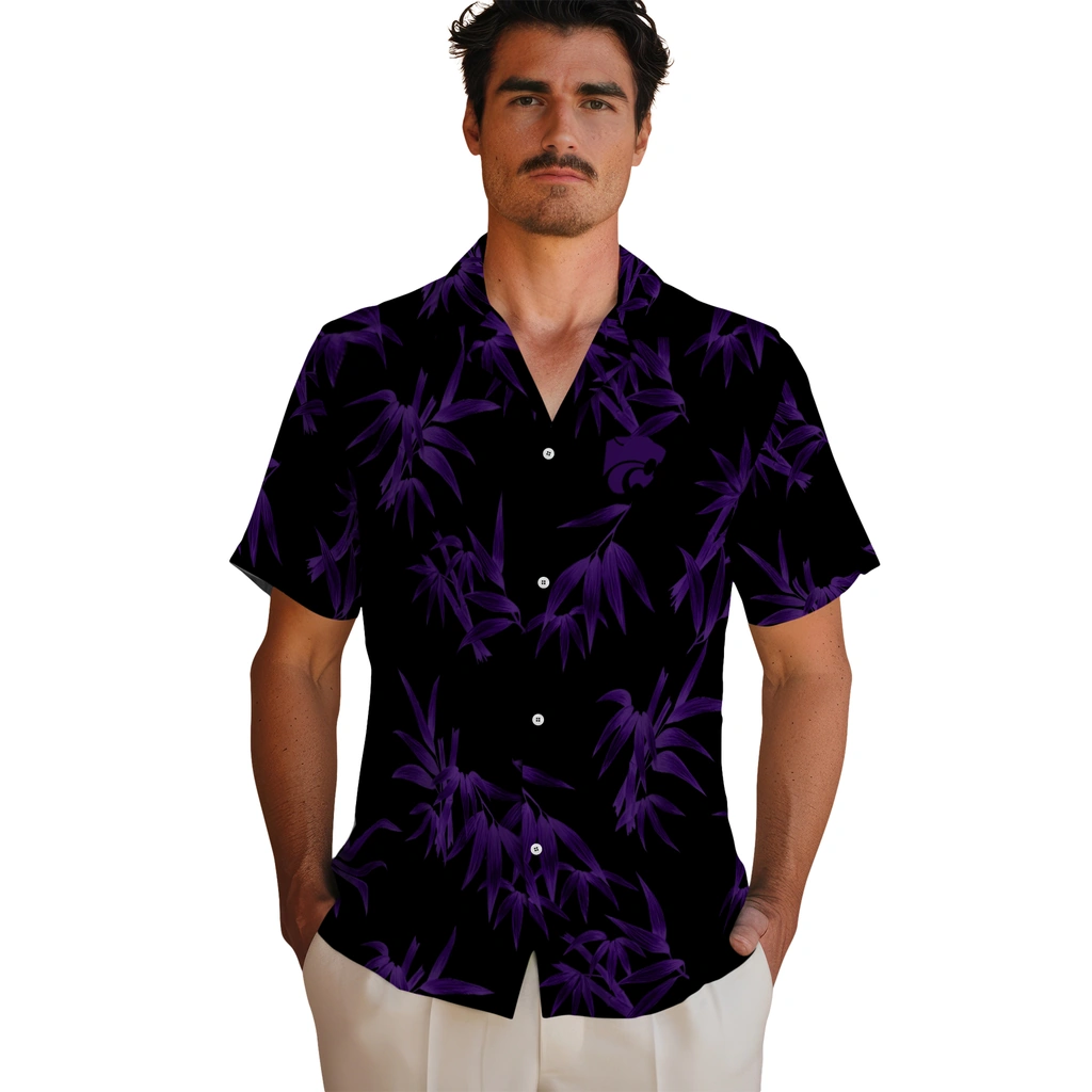 Kansas State Wildcats Hawaiian Shirt - Bamboo Branches kansas state wildcats bamboo branches purple black hawaiian shirts fashion forward