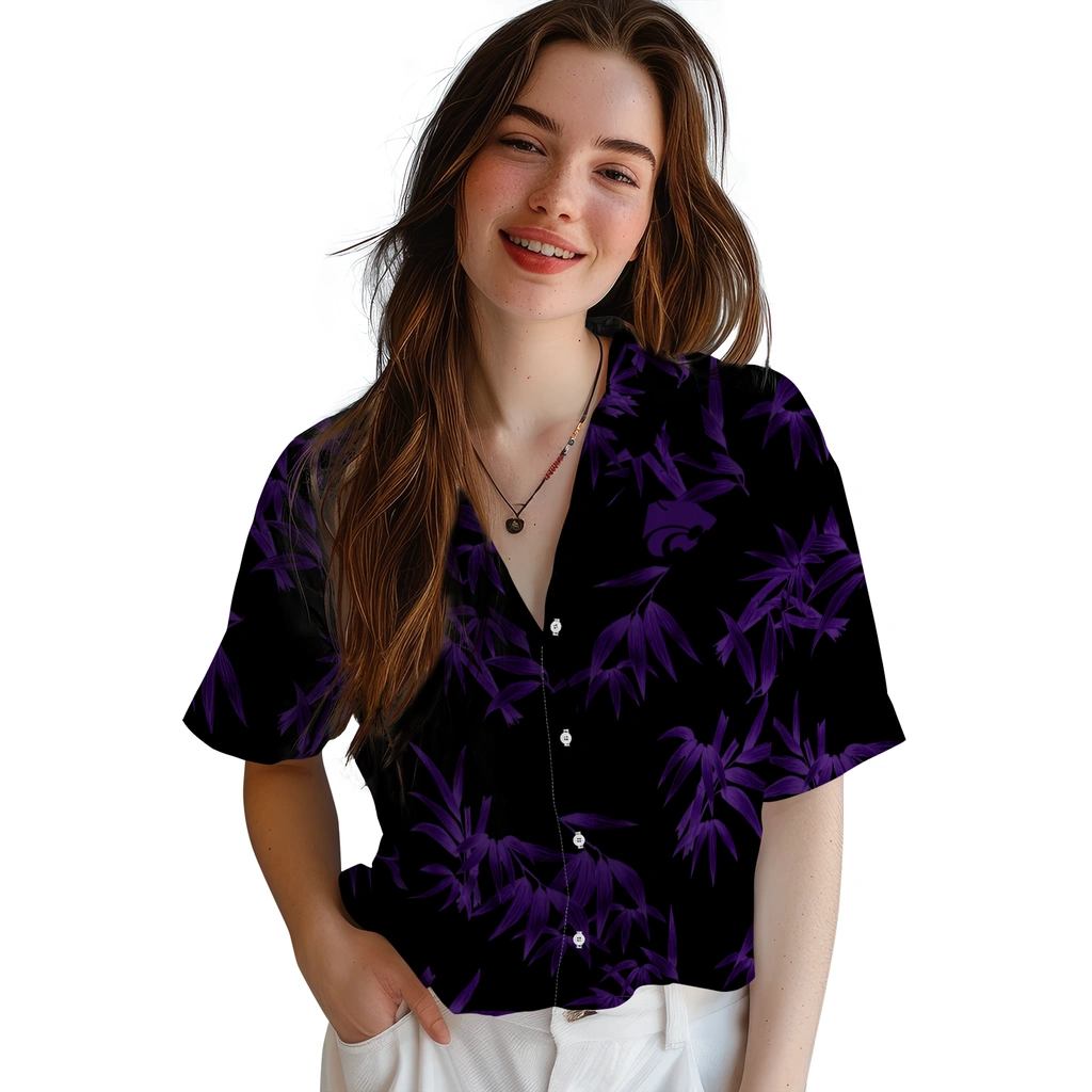 Kansas State Wildcats Hawaiian Shirt - Bamboo Branches kansas state wildcats bamboo branches purple black hawaiian shirts latest model
