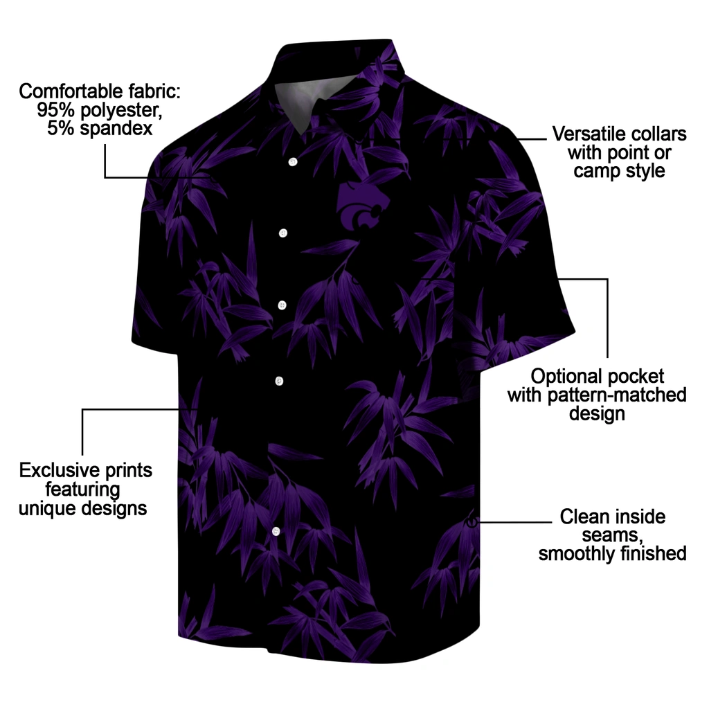Kansas State Wildcats Hawaiian Shirt - Bamboo Branches kansas state wildcats bamboo branches purple black hawaiian shirts new arrival