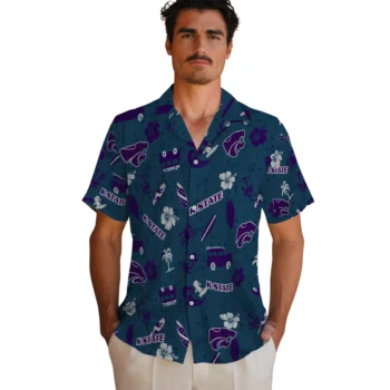 kansas state wildcats beach vibe navy hawaiian shirts fashion forward