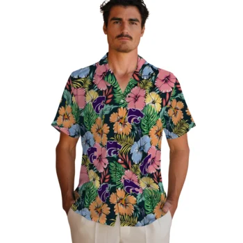 kansas state wildcats brilliant hibiscus garden hawaiian shirts fashion forward