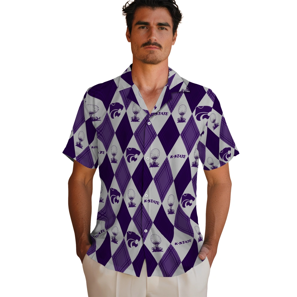 Kansas State Wildcats Hawaiian Shirt - Golfing Plaid kansas state wildcats balloon plaid purple hawaiian shirts fashion forward