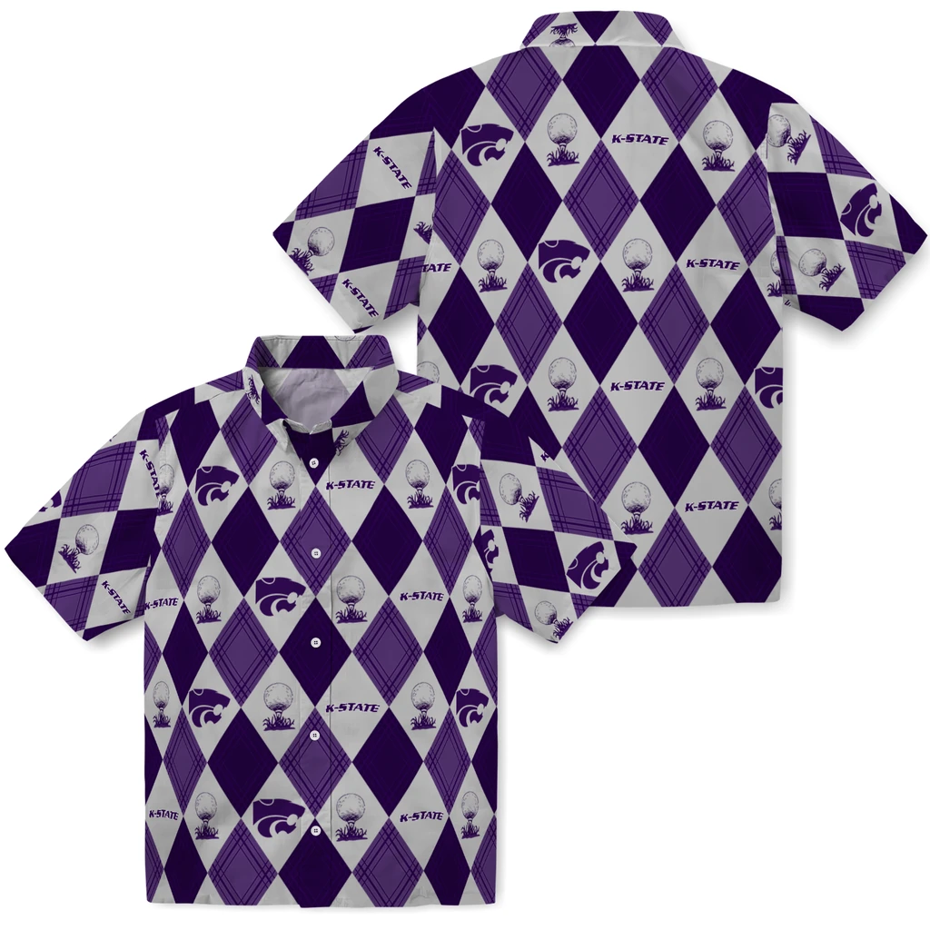 Kansas State Wildcats Hawaiian Shirt - Golfing Plaid kansas state wildcats balloon plaid purple hawaiian shirts high quality