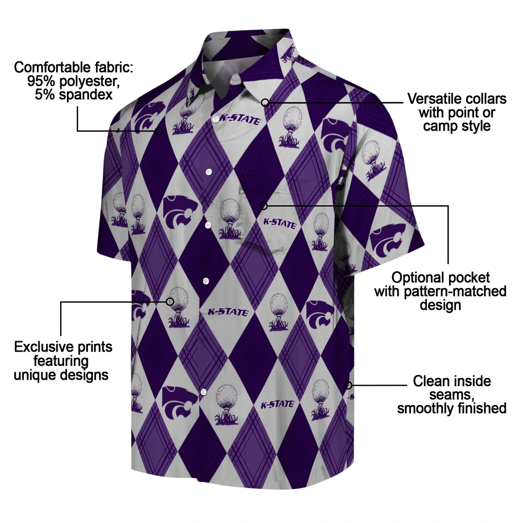 Kansas State Wildcats Hawaiian Shirt - Golfing Plaid kansas state wildcats balloon plaid purple hawaiian shirts new arrival