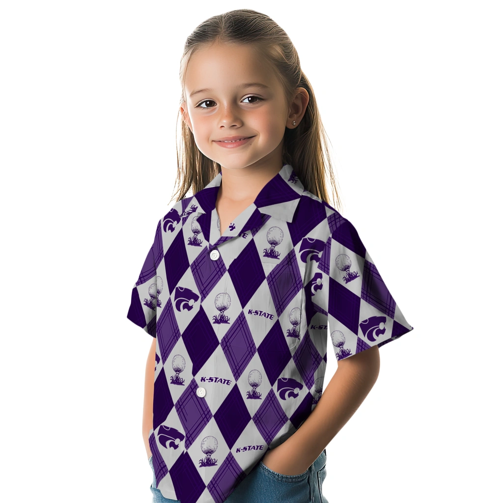 Kansas State Wildcats Hawaiian Shirt - Golfing Plaid kansas state wildcats balloon plaid purple hawaiian shirts premium grade