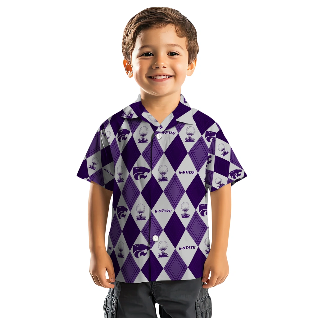 Kansas State Wildcats Hawaiian Shirt - Golfing Plaid kansas state wildcats balloon plaid purple hawaiian shirts top rated