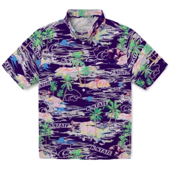 kansas state wildcats flamingo retreat purple hawaiian shirts best selling